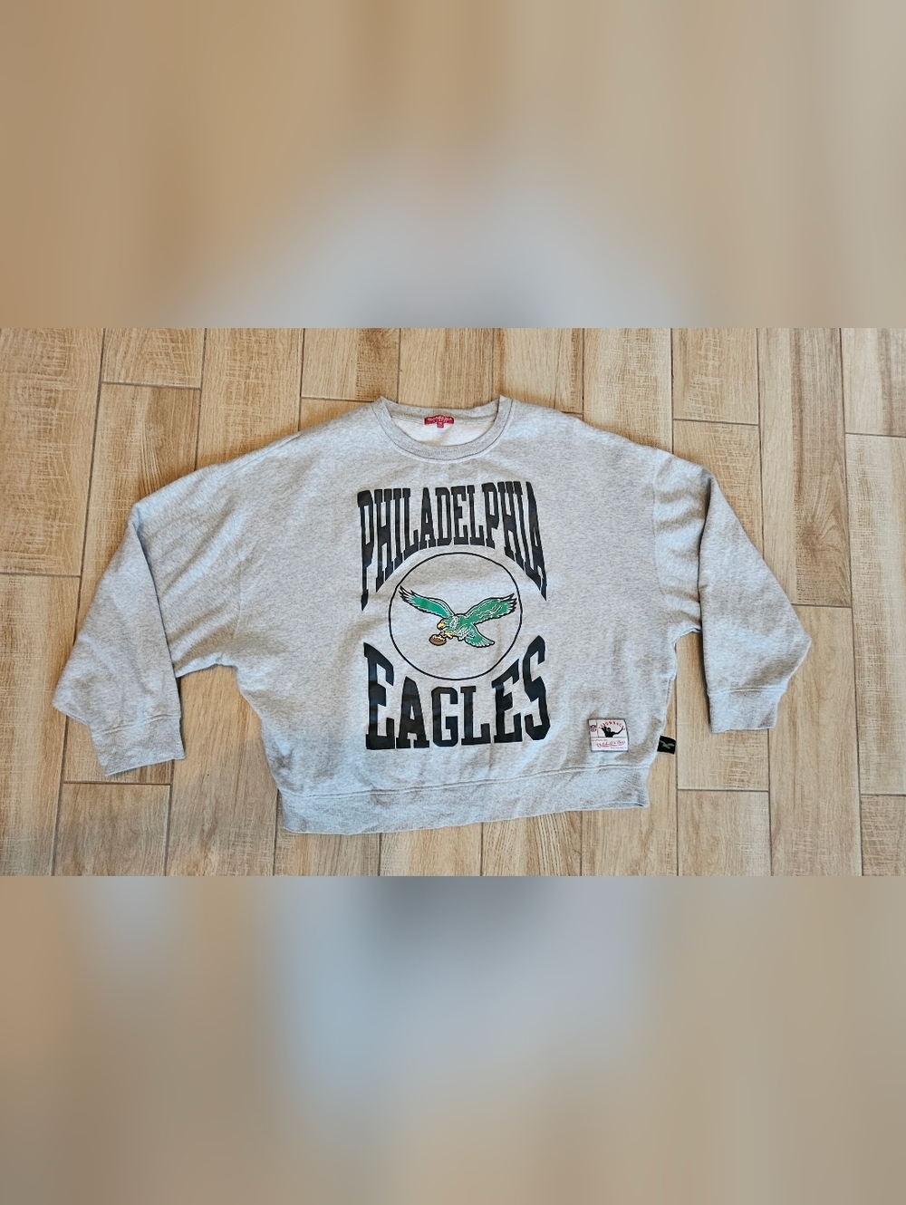 ​Mitchell & Ness Philadelphia Eagles Crewneck Sweatshirt Womens 2X Grey Throwbac
